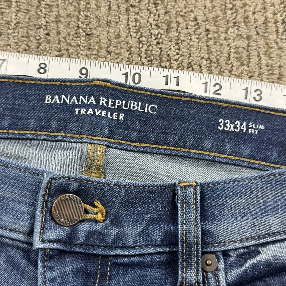 Banana Republic Mens 33x31 Traveler Jeans Cotton Blend Stretch Medium Wash